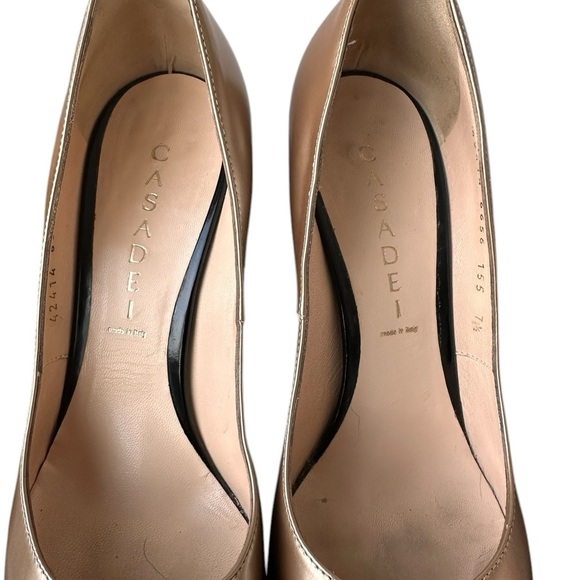 Casadei Shimmer Gold & Black Two Tone Pump Heels - Picture 13 of 16